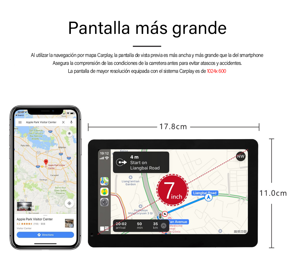 10 🔥 🔥Consola inalámbrica para salpicadero Apple CarPlay 2.0 Portable Wireless Touchscreen Carplay&Android Auto Unit For Any Car - Imagen 8