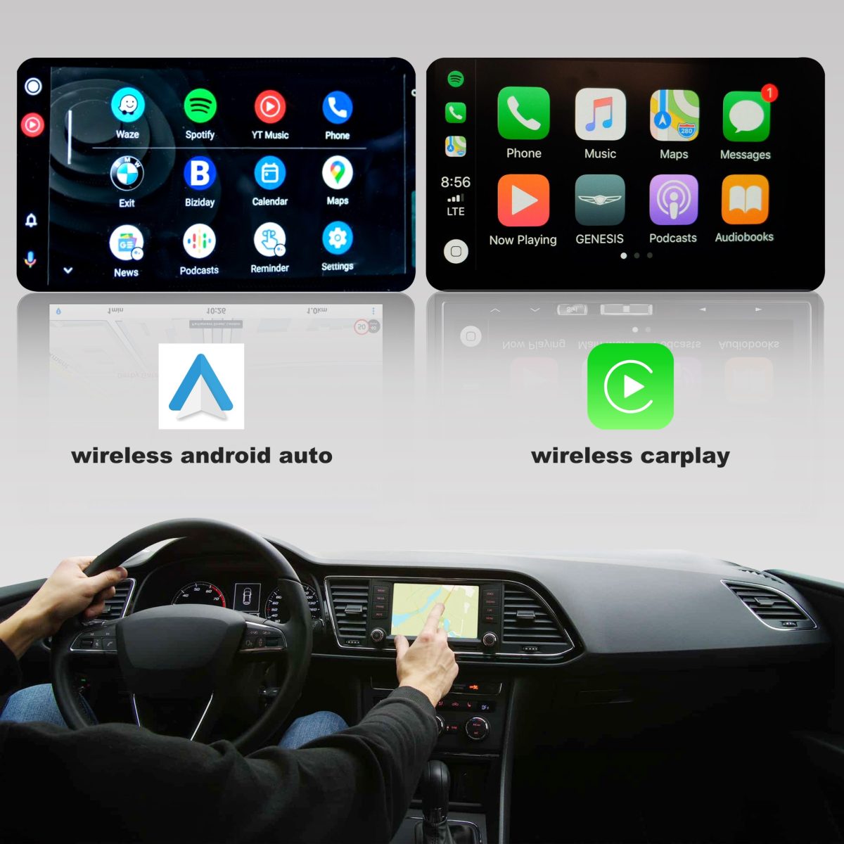 10002 Multimedia Caja de vídeo para CarPlay inalámbrico CarPlay / inalámbrico Android Auto Adaptador 3 en 1 Ajuste para la fábrica OEM CarPlay coches - Imagen 2